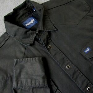 Wrangler Mens Black Snap Front Western Long Sleeve Shirt XL TG
